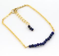 Lapis Beaded bracelet dainty minimalist bracelet, Brass 22k gold plated bracelet, Handmade jewelry